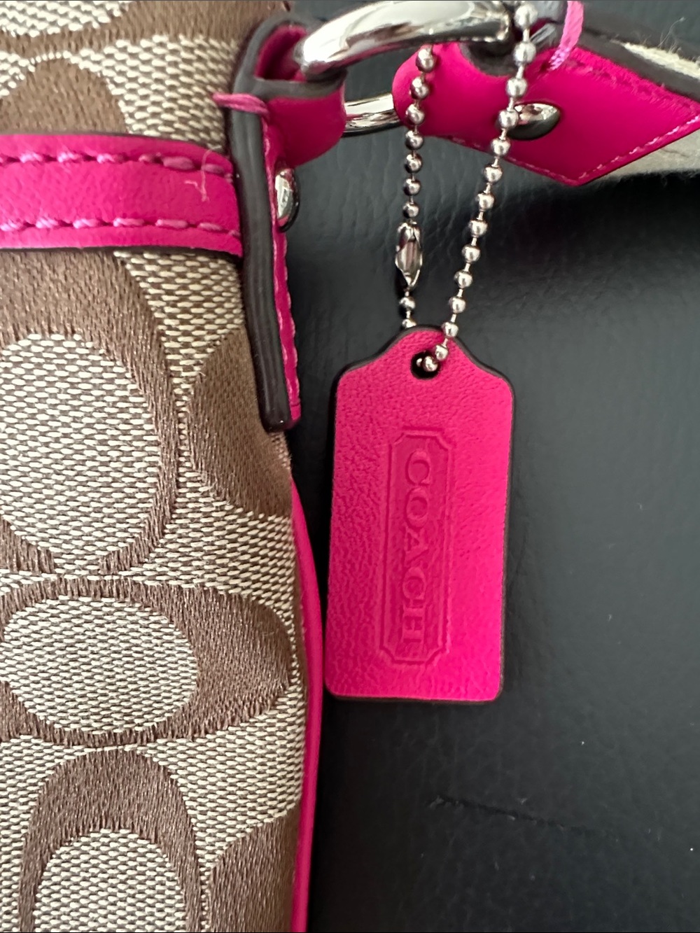 Coach Crossbody Signature Canvas with Hot Pink Trim - Picture 8 of 11